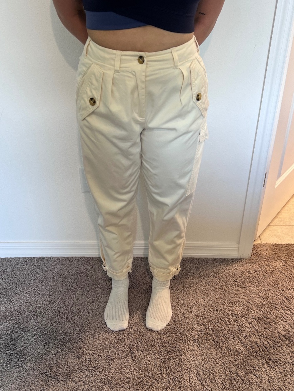 REISS Bleeker Cream Utility Cargo Pants Women’s Size US 4 / EU 36